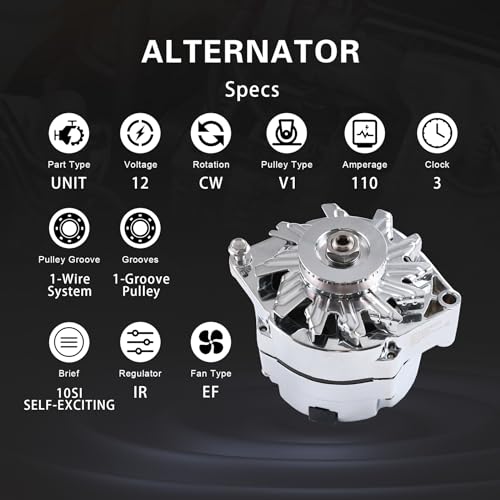 JDMSPEED New Alternator Chrome Replacement For Chevy BBC SBC 110Amp 1 Wire High Output RA00114