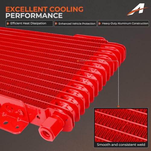 40k Transmission Cooler Kit LPD47391, Heavy Duty 40,000 GVW Low Pressure Drop Oil Cooler, Brazed Aluminum Trans Cooler Compatible with Tru-Cool 40k for Trucks, RVs & Towing Vehicles (Red) - color: Red