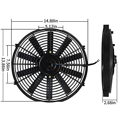 MuHize 14 Inch Electric Radiator Cooling Fan 12V 80W Push/Pull, 2 Pack - size: 2Pcs-14 inch