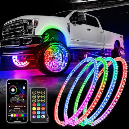 17" 4PCS Double Row Wheel Ring Lights Rim Lights for Truck Pickup - size: 17inch
