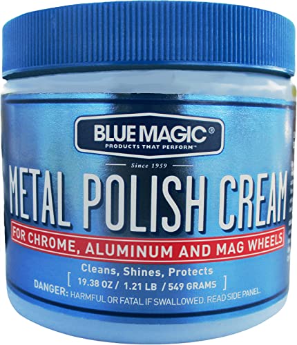 Blue Magic 500-06 Metal Polish Cream Non-Abrasive Tarnish and Oxidation Remover for Chrome, Aluminium, Brass, Copper, Sterling Silver and Stainless Steel, 19.25 oz., Pack of 1 - size: 19.25 Ounce