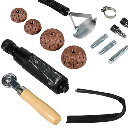 Tire Repair Kit, 2500RPM Low Speed Air Tire Buffer, Pneumatic Tire Repair Tool with 55mm 40mm Tungsten Steel Buffing Wheels, Tire Roller, Tire Inner Liner Scraper for Tire Repair Patch Tools