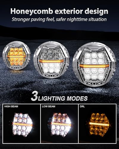 Silver 1000% Bright 120W 7'' Motorcycles LED Headlight with Amber Turn Signal Compatible with Road King Road Glide Street Glide Electra Glide Ultra Limited Trike Heritage Softail Fat Boy Yamaha - color: Chrome, size: 7 inch