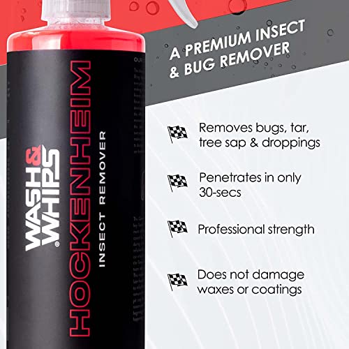 WASH&WHIPS Hockenheim Bug & Insect Remover - Professional Strength, Non-Scratching - Car Detailing, RVs, Boats - 16 fl oz (w/Microfiber Towel) - size: 16 Fl Oz (Pack of 1), style: w/Microfiber Towel.