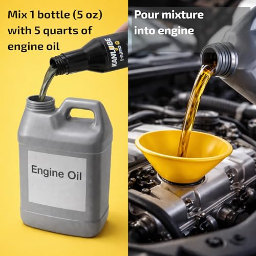 Engine Oil Additive for Car - WS₂+ MoS₂ Anti-friction Engine Treatment - Oil Treatment for High Mileage Gasoline Car Engine - Anti-wear Protectant & Friction Modifier Additive for Vehicle -5oz