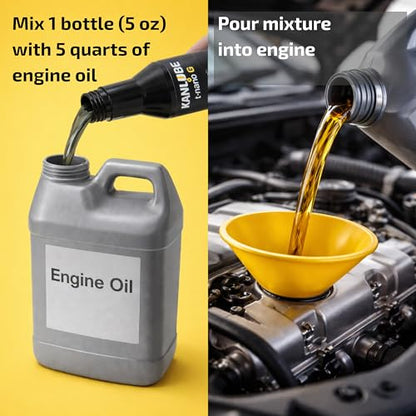 Engine Oil Additive for Car - WS₂+ MoS₂ Anti-friction Engine Treatment - Oil Treatment for High Mileage Gasoline Car Engine - Anti-wear Protectant & Friction Modifier Additive for Vehicle -5oz