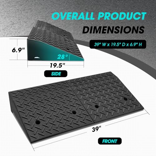DNA Motoring 6.9" Rise Rubber Curb Ramp Heavy Duty Loading Driveway Ramp Threshold Ramp 39" W x 19.5" D x 6.9" H for Loading Dock, Warehouse, Motorcycles, Cars, TOOLS-00653 - style: 6.9 in