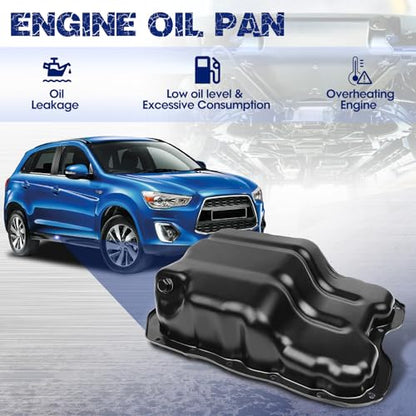 Transmission Oil Pan with Drain Plug, Fit for Mitsubishi Lancer 2008-2012 2.0L, Fit for Mitsubishi Outlander 2006-2012 2.0L, Fit for Mitsubishi ASX 2010-2015 2.0L, OE MN187235 - size: MN187235