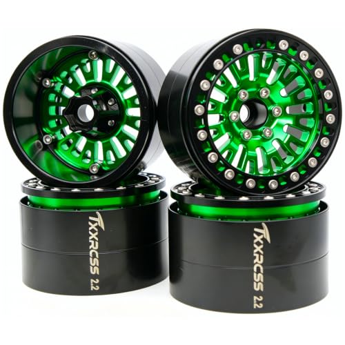 198g Super Heavy Duty 2.2 Beadlock Wheel Rims for 1/10 RC Crawle (Green Black) - color: Green Black
