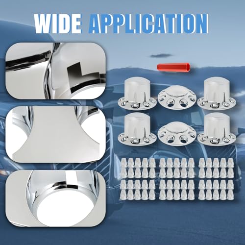 LABLT Chrome Wheel Hub Covers for Semi Truck Tractor Trailer