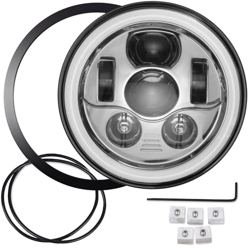Eagle Lights 7 Inch Generation III Black LED Headlight Kit with Halo Ring DRL for Triumph T100 and T120 Models (Black Ring) - color: Black Ring
