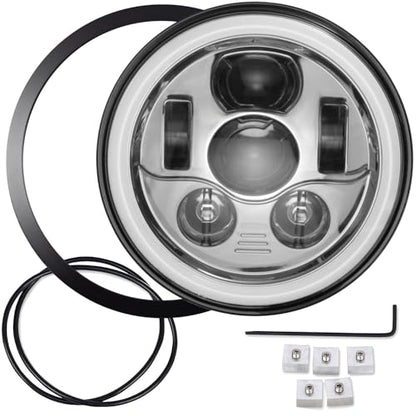 Eagle Lights 7 Inch Generation III Black LED Headlight Kit with Halo Ring DRL for Triumph T100 and T120 Models (Black Ring) - color: Black Ring