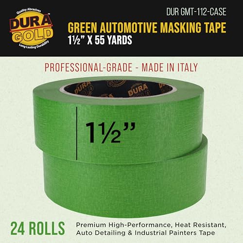 Dura-Gold Green Automotive Masking Tape 1-1/2" (1.41" x 55 Yards), Case 24 - size: 1-1/2"