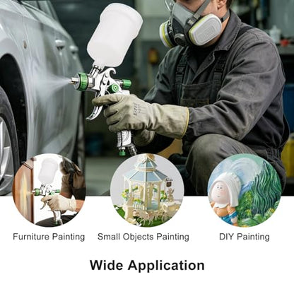 LVLP Air Spray Gun Premium Kit with 1.3/1.7/2.0mm Nozzles - size: plastic cup