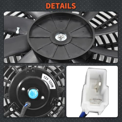 labwork 16" Electric Radiator Fan HIGH 3000+CFM Thermostat Wiring Switch Relay KIT Black