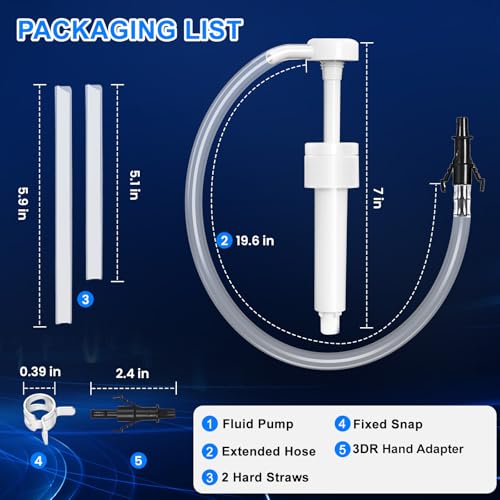 Fluid Pump for Standard Quart Bottles, 8cc Per Stroke, Premium Transmission Fluid Pump with 3rd Hand Adapter and Flexible Tube, Transfer Gear Oil, Transmission & Differential Fluid (28mm)