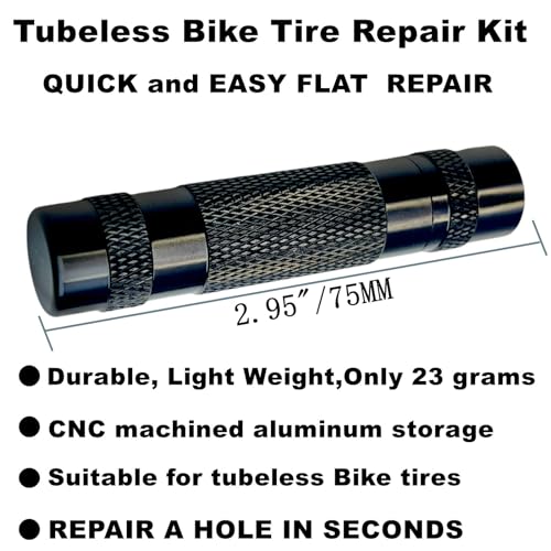 Tubeless Bike Tire Repair Kits，Road Bicycle and Mountain Bike Tires Fix a Puncture or Flat, Includes Storage Canister Plugger Tool with Plugs, 30Pcs(2.0mm/3.5mm) Plug Strips