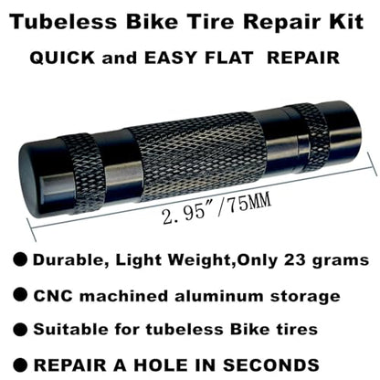 Tubeless Bike Tire Repair Kits，Road Bicycle and Mountain Bike Tires Fix a Puncture or Flat, Includes Storage Canister Plugger Tool with Plugs, 30Pcs(2.0mm/3.5mm) Plug Strips