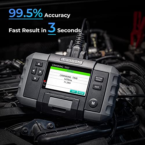 TOPDON BT600 12V 24V Car Battery Tester, 3.5" Screen with Built-in Printer