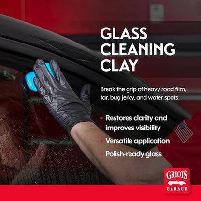 Griot's Garage Glass Cleaning Clay for Car Window, Windshield, Shower Door, Stone, Ceramic Tiles, Removes Oil, Tar, Grease, Water Spots, and More 11049, 3.5oz, Blue - size: 3.5 Ounce (Pack of 1)