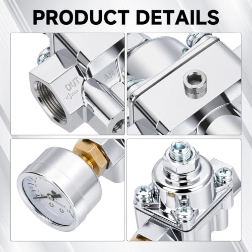 GEARLAST 12-803 Adjustable Fuel Pressure Regulator with Gauge - size: 12-803