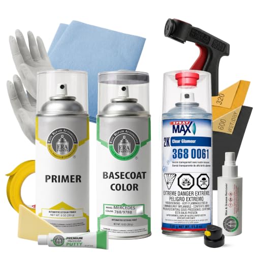 ERA Paints - 788/9788 - Vanadium Silver (Wheel) for MERCEDES-BENZ Exact OEM Color Match Automotive Touch Up Paint for Cars - Spray Paint with Premium Spray Nozzle - Pro Kit w/ 2K 3680061 Clearcoat - Made in USA - style: Spray - Pro Kit w/ 2K 3680061 Clear