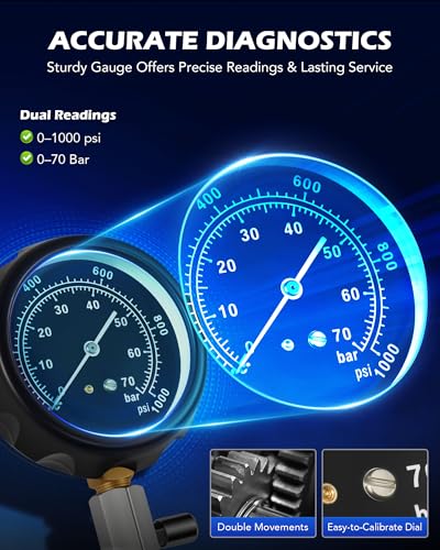OMT 18pc Diesel Engine Compression Tester Kit, Adjustable Pressure Gauge