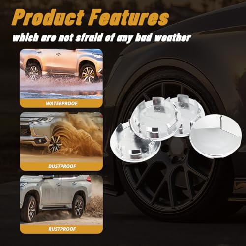 4Pcs 2.55in / 64.7mm Chrome Center Caps 2.09in ID Snap-On - size: OD 65MM , ID 53MM