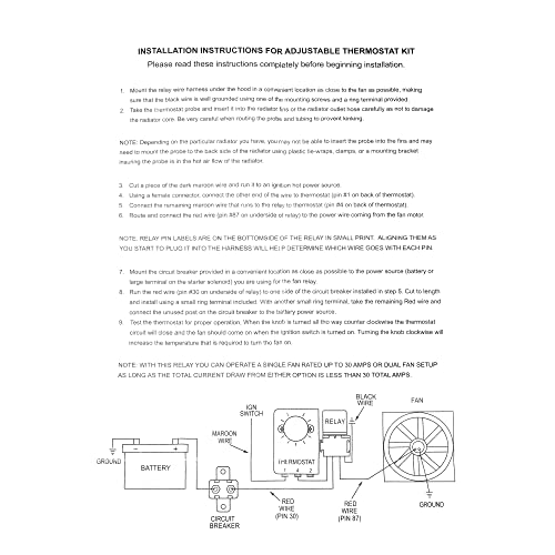 X AUTOHAUX 12V Electric Radiator Fan Thermostat Controller Kit