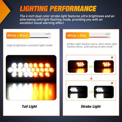 Nilight Strobe Lights 2PCS 6Inch Oval 24LED Amber White Warning - color: 2Pcs Amber White 24Led Strobe Lights