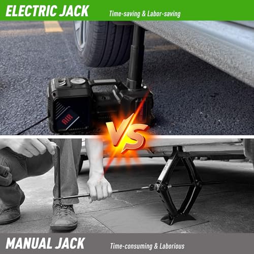 Trihelper Electric Car Jack 5 Ton Hydraulic Jack, Impact Wrench, Tire Pump - color: Black+Wrench