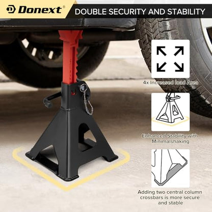 Jack Stands 3 Ton (6,500 lb) Capacity Steel Double Locking, 1 Pair Black and Red Lifting Stand Adjustable Jack Stands - color: Red / Black
