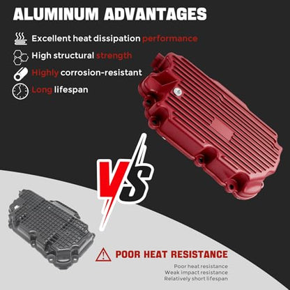 Upgraded 264-863 Red spray paint Aluminum Engine Oil Pan with Magnetic Drain Plug & Gasket Compatible with Q50 2016 2017 2018 2019 2020 2021 3.0L AWD, Q60 2017-2021 3.0L AWD