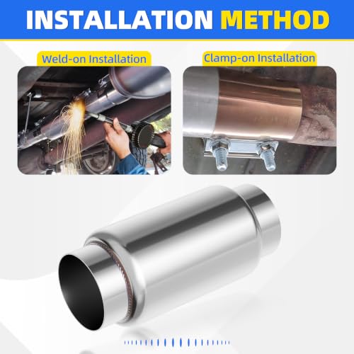 3" Inlet Exhaust Resonator, 3" Inlet/Outlet 9" Overall Length Exhaust Resonator Muffler, Straight Through Stainless Steel Muffler - size: 3" Inlet 9" Overall Length