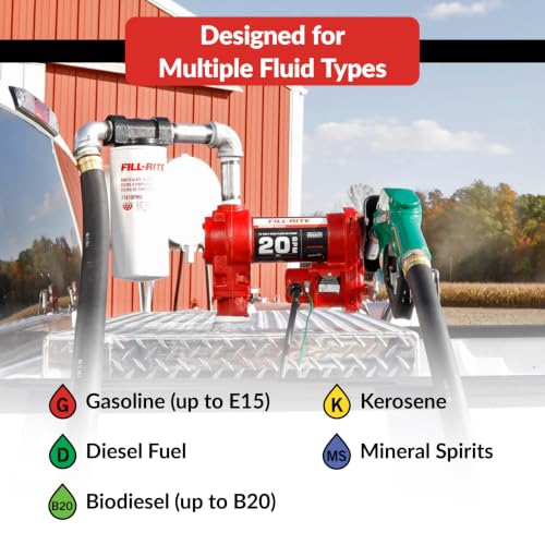 Fill-Rite FR4210HDF 12V 20 GPM Fuel Transfer Pump with Discharge Hose, Automatic Nozzle, Filter Kit, Suction Pipe - style: Filter Package
