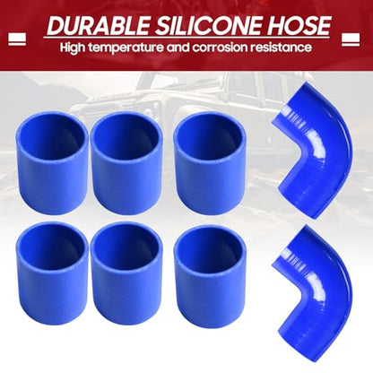 3 Inch Intercooler Kit Universal Aluminum Turbo Intercooler U-Pipe Kit with Coupler and T-Clamps DIY, Pipe Length 19.69" - Blue - size: 3 Inch-50cm