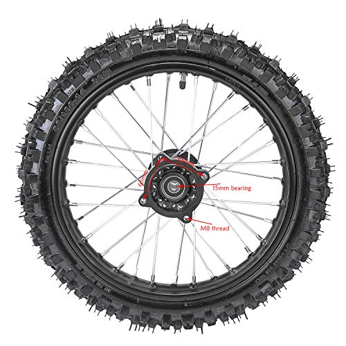 Front Tire 60/100-14 & Rear Tire 80/100-12 Disc Brake Wheel Rim With 15mm Bearing for Pit Dirt Bike
