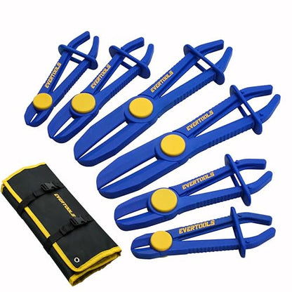 6PCS Hose Pinch Off Pliers Set, Straight Hose Clamp Pliers for Fuel Line, Brake Hose, Coolant Hose, Radiator Hose, Gas Line & Flexible Hoses with Oxford Storage Bag - style: Straight