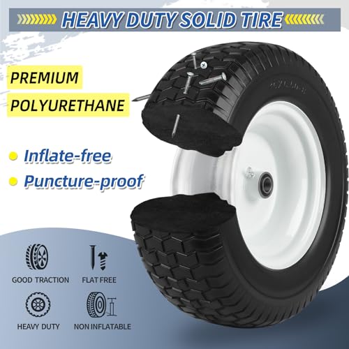 GICOOL 16x6.50-8 Flat Free Tire and Wheel Assembly for Riding Lawn Mower - color: Turf-Pattern Tread, size: 16x6.50-8 Flat-Free Tire