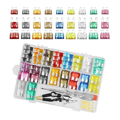 WZP 306PCS Car Fuse Assortment Kit, Mixed Vehicle Blade Fuses, Standard & Mini & Low Profile Mini Fuse 2A 5A 7.5A 10A 15A 20A 25A 30A 35A with Fuse Tester & Puller, Replacement for RV Camper Truck