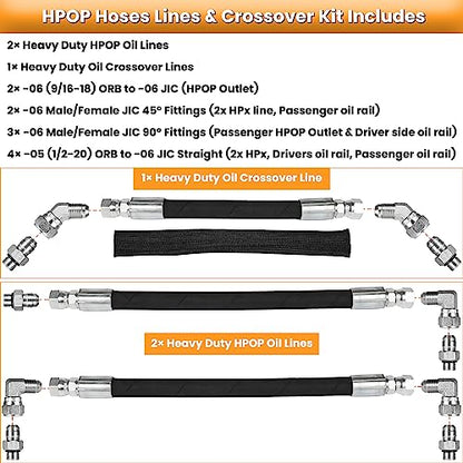 High Pressure Oil Pump HPOP Master Service Kit & Hoses Lines & Crossover Kit for Ford 7.3L Powerstroke Diesel engines F-series E-series Excursion 1999 2000 2001 2002 2003 Complete Set 38 PCS - style: Master Service Kit+Hoses Lines+Crossover Kit
