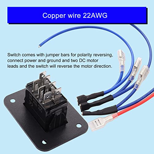 weideer 20A 12V Polarity Reversing Momentary Rocker Switch DC Motor Control 7Pin Up Down Blue LED Winch in/Out Switch with Aluminum Plate Screw Pigtail Wire K-053 - color: BU-UP DOWN 7 pin, size: Momentary