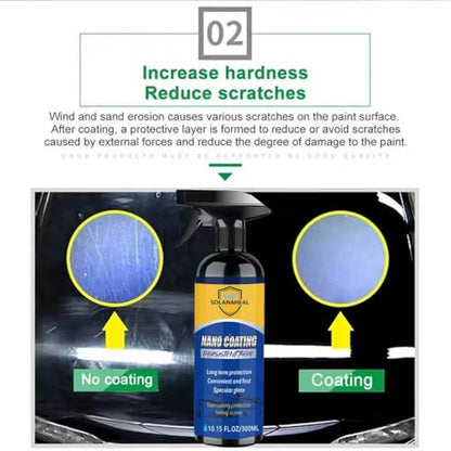 Nano Ceramic Coating Spray Kit, Quick Hydrophobic Car Wax Polish, High Gloss Paint Sealant, Scratch Repair UV Defense, Sponge, Microfiber Towel & Gloves for Cars SUV Motorcycles
