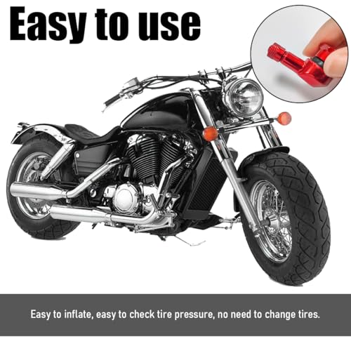 Yourkar 2 PCS Motorcycle Tire Valve Stems, 90 Degree Angle Aluminum Alloy Tire Tubeless Valve Stems with Rubber Ring, Red - color: Red