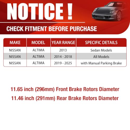 HUSCH Brake Kit Fit for Toyota Sienna, For Highlander, For Nissan Altima - size: 31464+31312 & D1650+D905