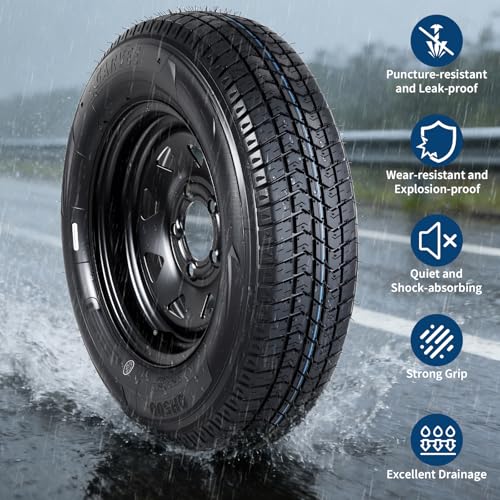 GarveeTech 2-Pack Trailer Tire On Rim ST175/80D13 Trailer Tires and Wheels 5 Lug on 4.5 in PCD Trailer Tires with 13 in Rims Load Range C 6PR Black - size: ST175/80D13