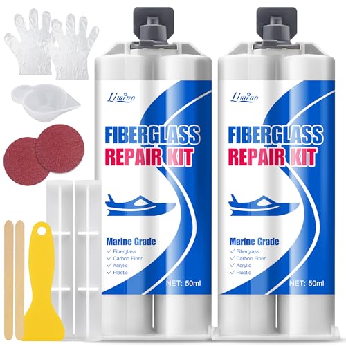 Limino Marine Fiberglass Repair Kit - 100ml Fiberglass Resin Filler for Fiberglass Bathtub Chips Cracks Holes Scratch Repair - Gel Coat Repair Kit for Boats, Jet Skis, Surf Boat, Kayak, UV-Resistant