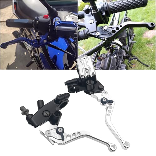 Universal Motorcycle 7/8" 22mm Handlebar Brake Master Cylinder Clutch Lever CNC Left & Right Set Compatible with Honda Kawasaki Suzuki Yamaha（ Piston Diameter 12.7mm (Silver) - color: Silver