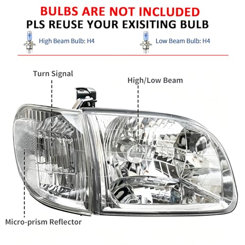 Headlight + Parking Lights Kit For Toyota Tundra Regular/Access Cab 2000-04 - color: Chrome Housing Clear