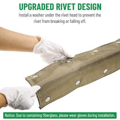 Titanium Pipe Shield, 6" x 24" Exhaust Heat Shield with Gloves - size: 6" x 24"